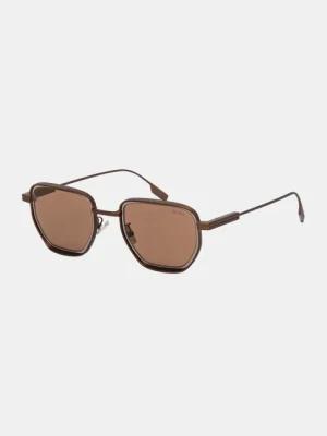 Zegna okulary przeciwsłoneczne męskie kolor brązowy EZ0256_4938E