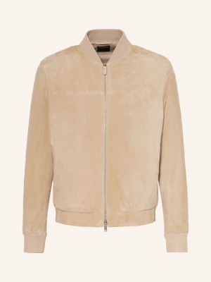 Zegna Skórzana Kurtka beige