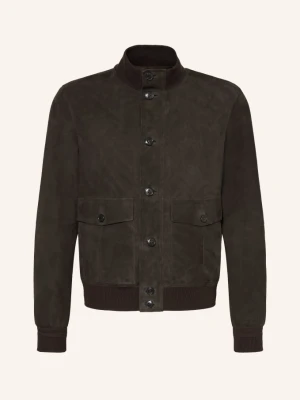 Zegna Skórzana Kurtka braun CIEMNOBRĄZOWY