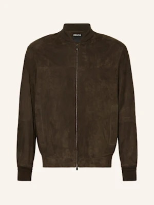 Zegna Skórzany Bluzon beige