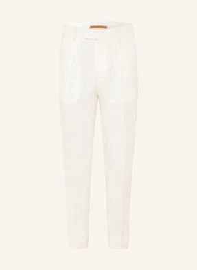 Zegna Spodnie Garniturowe Slim Fit Z Lnu weiss