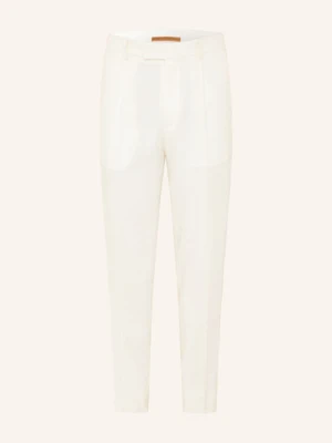 Zegna Spodnie Garniturowe Slim Fit Z Lnu weiss