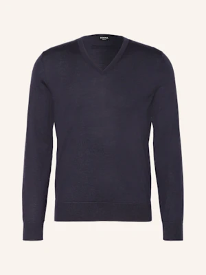 Zegna Sweter Z Kaszmiru Cashseta Z Dodatkiem Jedwabiu blau