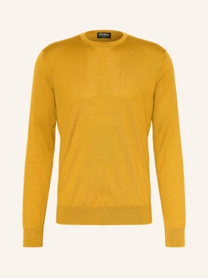 Zegna Sweter Z Kaszmiru I Jedwabiu gelb CIEMNOŻÓŁTY
