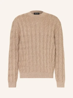 Zegna Sweter Z Kaszmiru I Lnu beige