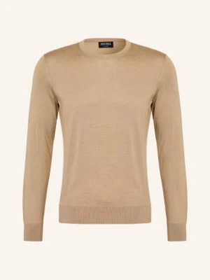 Zegna Sweter Z Kaszmiru Z Dodatkiem Jedwabiu beige