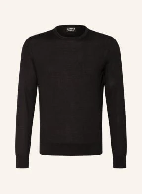 Zegna Sweter Z Kaszmiru Z Dodatkiem Jedwabiu schwarz