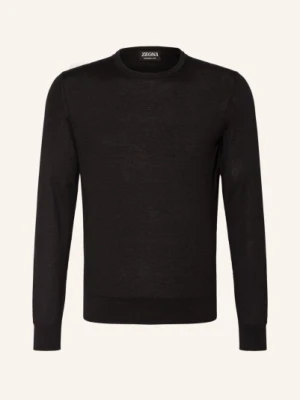 Zegna Sweter Z Kaszmiru Z Dodatkiem Jedwabiu schwarz