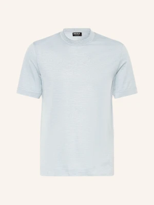 Zegna T-Shirt Z Dodatkiem Jedwabiu blau