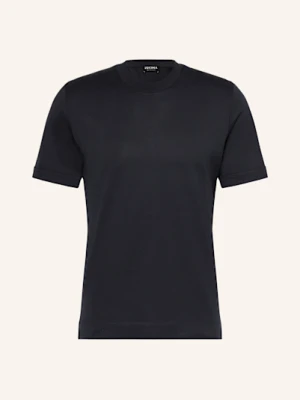 Zegna T-Shirt Z Dodatkiem Jedwabiu blau