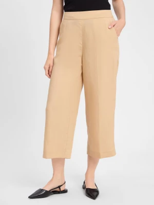 zero Spodnie typu culottes z zawartością lnu Kobiety Lyocell beżowy jednolity,