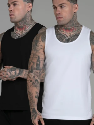 Zestaw 2 bezrękawników męskich czarno-białych SikSilk