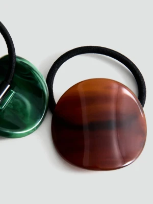 Zestaw 2 gumek do włosów brązowy - Kobieta - Rozmiar uniwersalny - MANGO