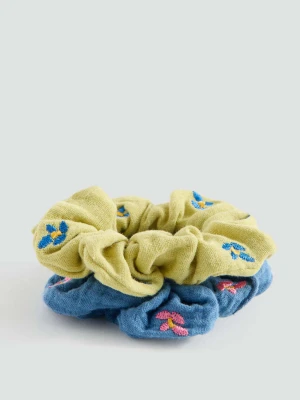 Zestaw 2 gumek do włosów z kwiatami niebieski - Dzieci - Rozmiar uniwersalny - MANGO KIDS
