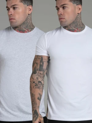 Zestaw 2 koszulek męskich szaro-białych SikSilk