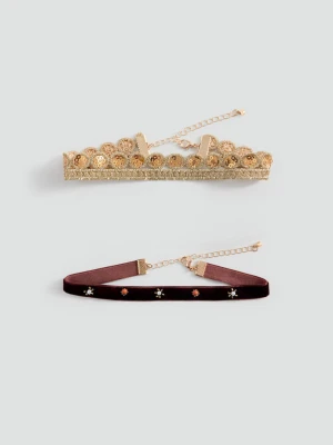 Zestaw 2 naszyjników choker czekoladowy - Dzieci - Rozmiar uniwersalny - MANGO KIDS