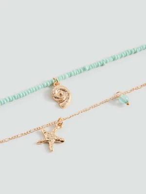 Zestaw 2 naszyjników niebieski - Dziewczyna - Rozmiar uniwersalny - MANGO TEEN