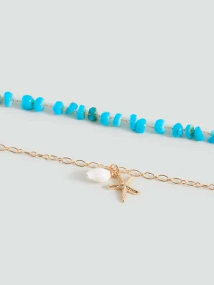 Zestaw 2 naszyjników niebieski - Dziewczyna - Rozmiar uniwersalny - MANGO TEEN