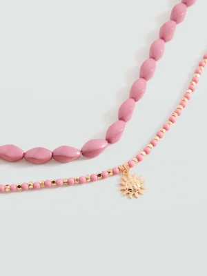 Zestaw 2 naszyjników pastelowy róż - Dziewczyna - Rozmiar uniwersalny - MANGO TEEN