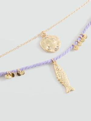 Zestaw 2 naszyjników purpurowy - Dziewczyna - Rozmiar uniwersalny - MANGO TEEN