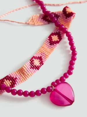 Zestaw 2 naszyjników różowy - Dzieci - Rozmiar uniwersalny - MANGO KIDS