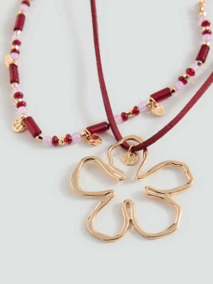 Zestaw 2 naszyjników różowy - Dziewczyna - Rozmiar uniwersalny - MANGO TEEN