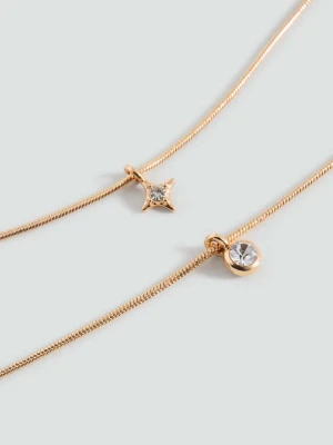 Zestaw 2 naszyjników z kamyczkami złoty - Dziewczyna - Rozmiar uniwersalny - MANGO TEEN