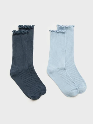Zestaw 2 par ściągaczowych skarpetek błękitny - Dzieci - - MANGO KIDS