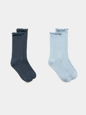 Zestaw 2 par ściągaczowych skarpetek błękitny - Dzieci - - MANGO KIDS