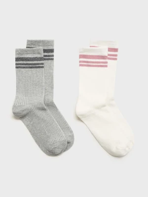 Zestaw 2 par skarpetek mieszanka wzorów biały - Dziewczyna - Rozmiar uniwersalny - MANGO TEEN