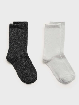 Zestaw 2 par skarpetek z lureksu czarny - Dziewczyna - Rozmiar uniwersalny - MANGO TEEN