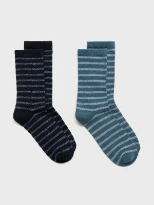 Zestaw 2 par skarpetek z lureksu granatowy - Dziewczyna - Rozmiar uniwersalny - MANGO TEEN