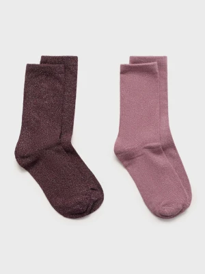 Zestaw 2 par skarpetek z lureksu kasztanowy - Teen - Rozmiar uniwersalny - MANGO TEEN