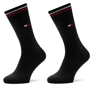 Zestaw 2 par wysokich skarpet damskich Tommy Hilfiger 701228176 Czarny
