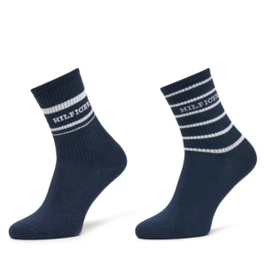 Zestaw 2 par wysokich skarpet damskich Tommy Hilfiger 701236457 Granatowy