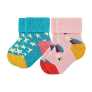 Zestaw 2 par wysokich skarpet dziecięcych Happy Socks KSST45-6300 Kolorowy