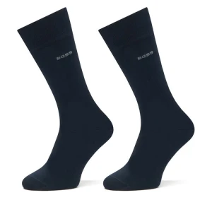 Zestaw 2 par wysokich skarpet męskich BOSS 2P RS Tom 50534901 Granatowy
