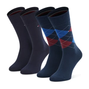 Zestaw 2 par wysokich skarpet męskich Tommy Hilfiger 100001495 Granatowy