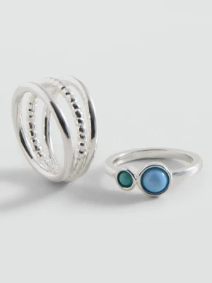 Zestaw 2 pierścionków srebrny - Dziewczyna - Rozmiar uniwersalny - MANGO TEEN