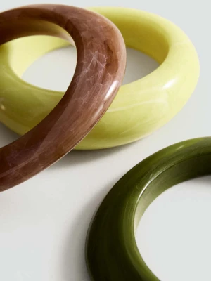 Zestaw 3 maxi bransoletek różnej grubości pastelowa zieleń - Kobieta - Rozmiar uniwersalny - MANGO