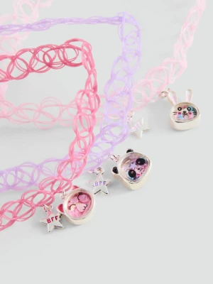 Zestaw 3 naszyjników choker różowy - Dzieci - Rozmiar uniwersalny - MANGO KIDS