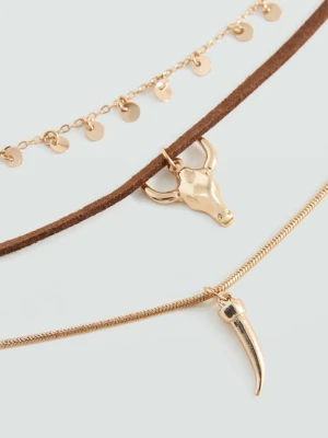 Zestaw 3 naszyjników złoty - Dziewczyna - Rozmiar uniwersalny - MANGO TEEN