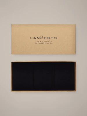 Zestaw 3 Par Czarnych Skarpet Lancerto