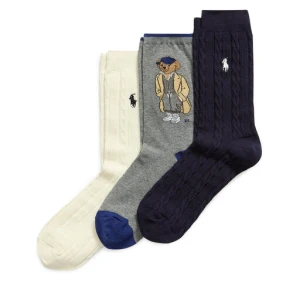 Zestaw 3 par wysokich skarpet damskich Polo Ralph Lauren 455982948001 Kolorowy