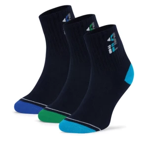 Zestaw 3 par wysokich skarpet dziecięcych Fila F8083-AW24 (3-pack) Granatowy