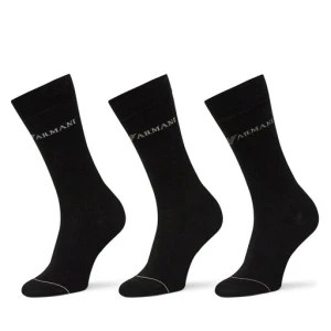 Zestaw 3 par wysokich skarpet męskich Emporio Armani EM000554 AF12276 MC061 Czarny