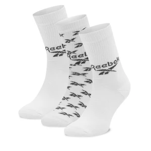 Zestaw 3 par wysokich skarpet unisex Reebok Cl Fo Crew Sock 3P GG6682 Biały