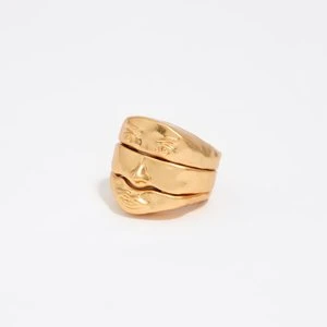 Zestaw 3 pierścionków twarz złote matowe BIMBA Y LOLA