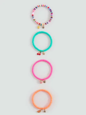 Zestaw 4 bransoletek jaskraworóżowy - Dzieci - Rozmiar uniwersalny - MANGO KIDS