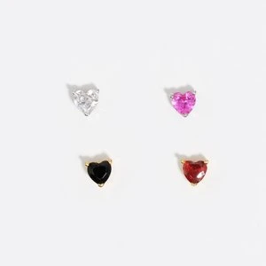 Zestaw 4 kolczyków szklane serce BIMBA Y LOLA